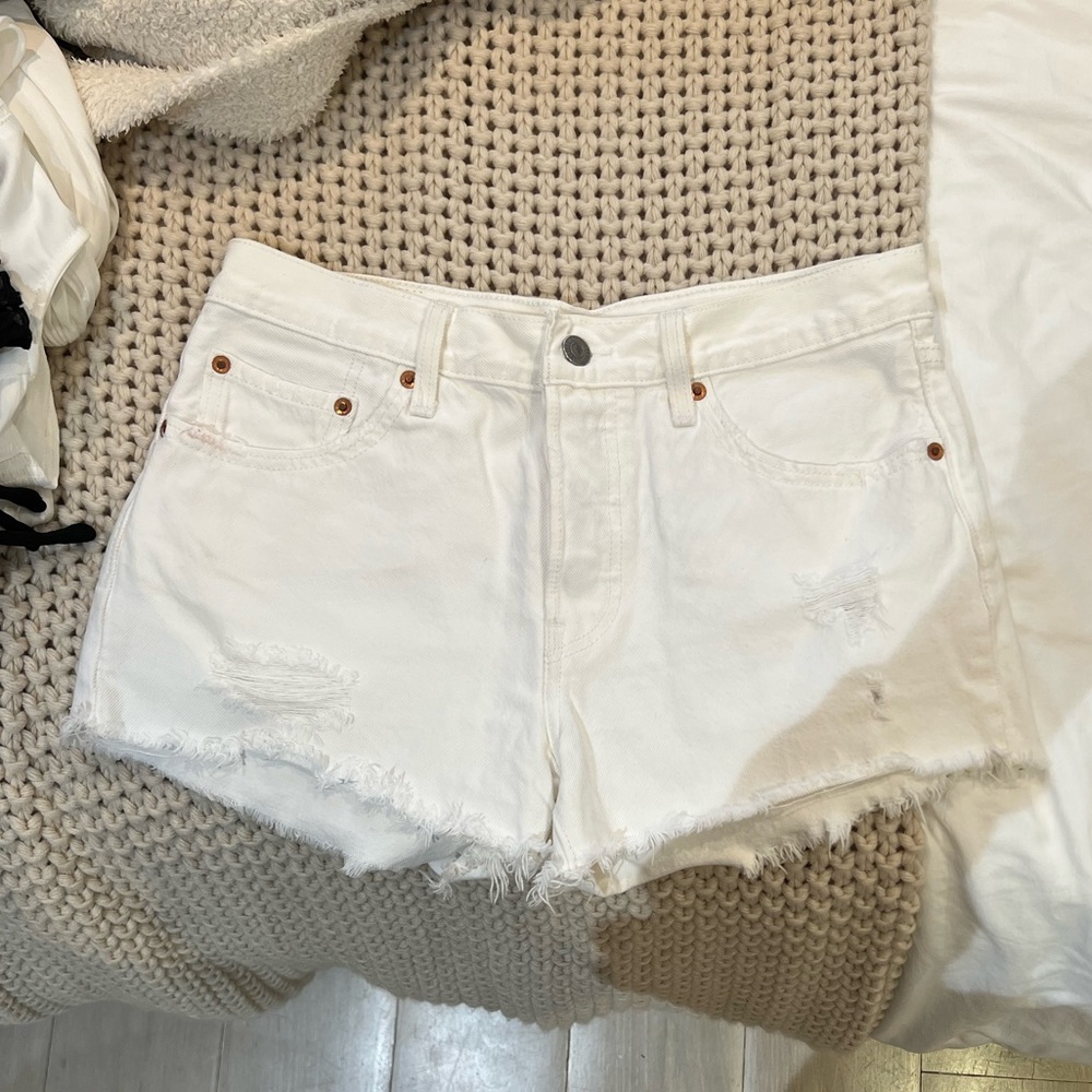 Levi 501 White Jean Shorts